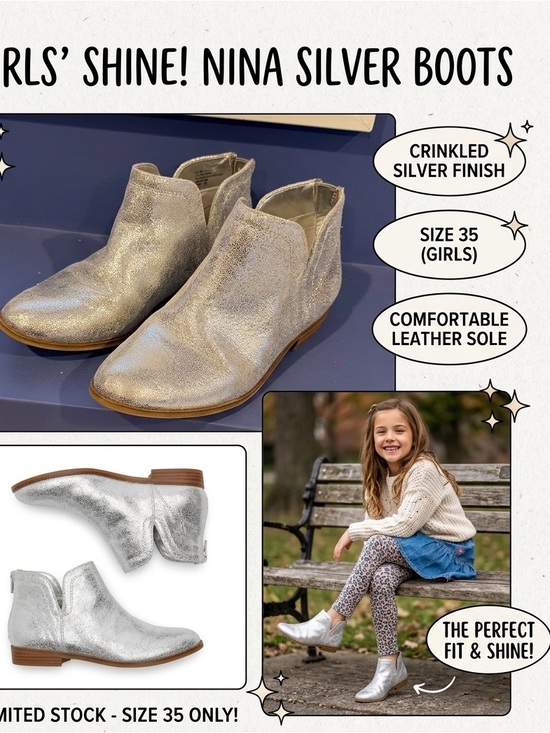 Nina Other - Nina by Nine West Silver Kids Ankle Boots Usa:4  Europe:35